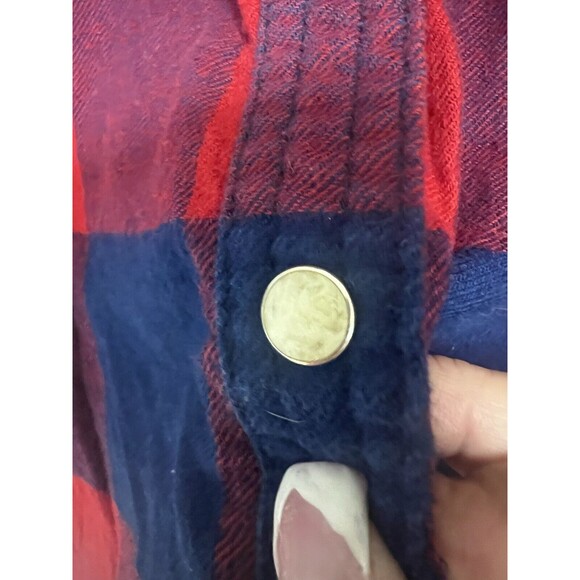 Flag Anthem Shirt Mens Medium Red Blue Button Up Buffalo Plaid Flannel - Picture 6 of 8